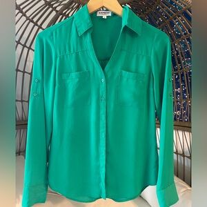 Express Women's Teal Button-Down Shirt